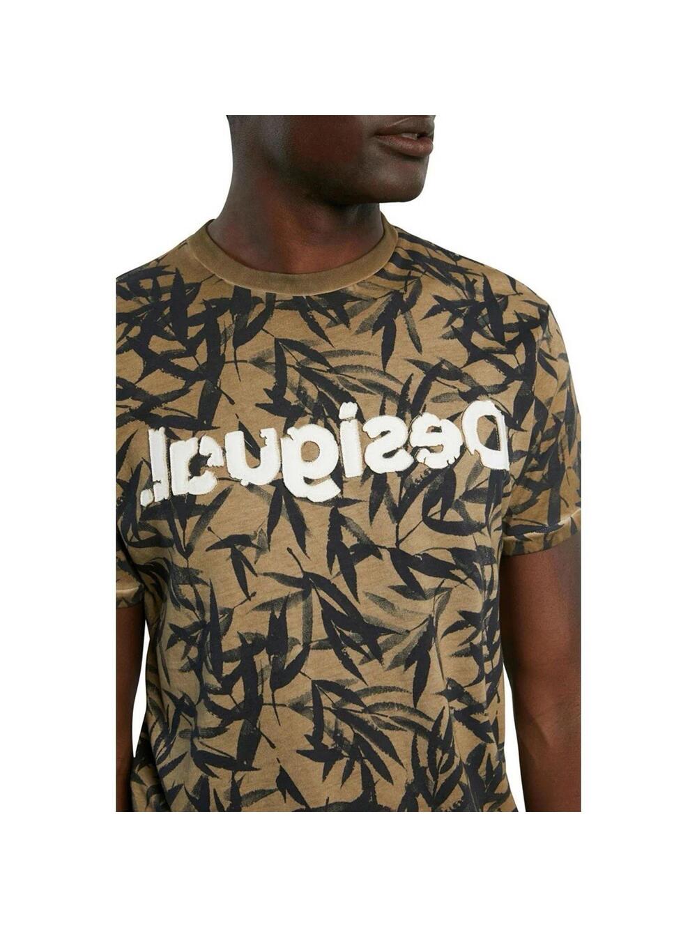 Desigual Short-sleeved Men’s T-shirt CESARION (brown) Sz S Floral Print